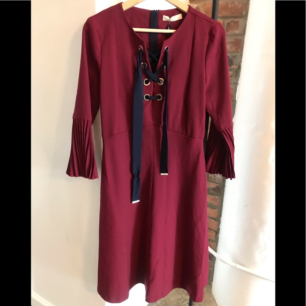 Burgundy a line midi dress BNWT sz 4 made in Italy
